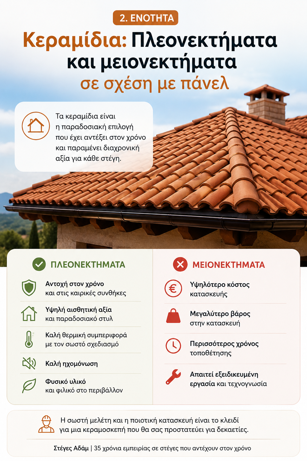 Κεραμίδια πλεονεκτηματα σε σχεση με πανελ